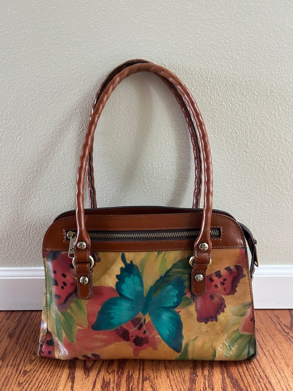 Patricia Nash Calvi Watercolor Butterfly Satchel Bag